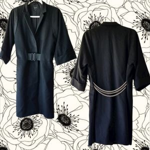 COS Wool Blend Belted Coat w Silver Chain